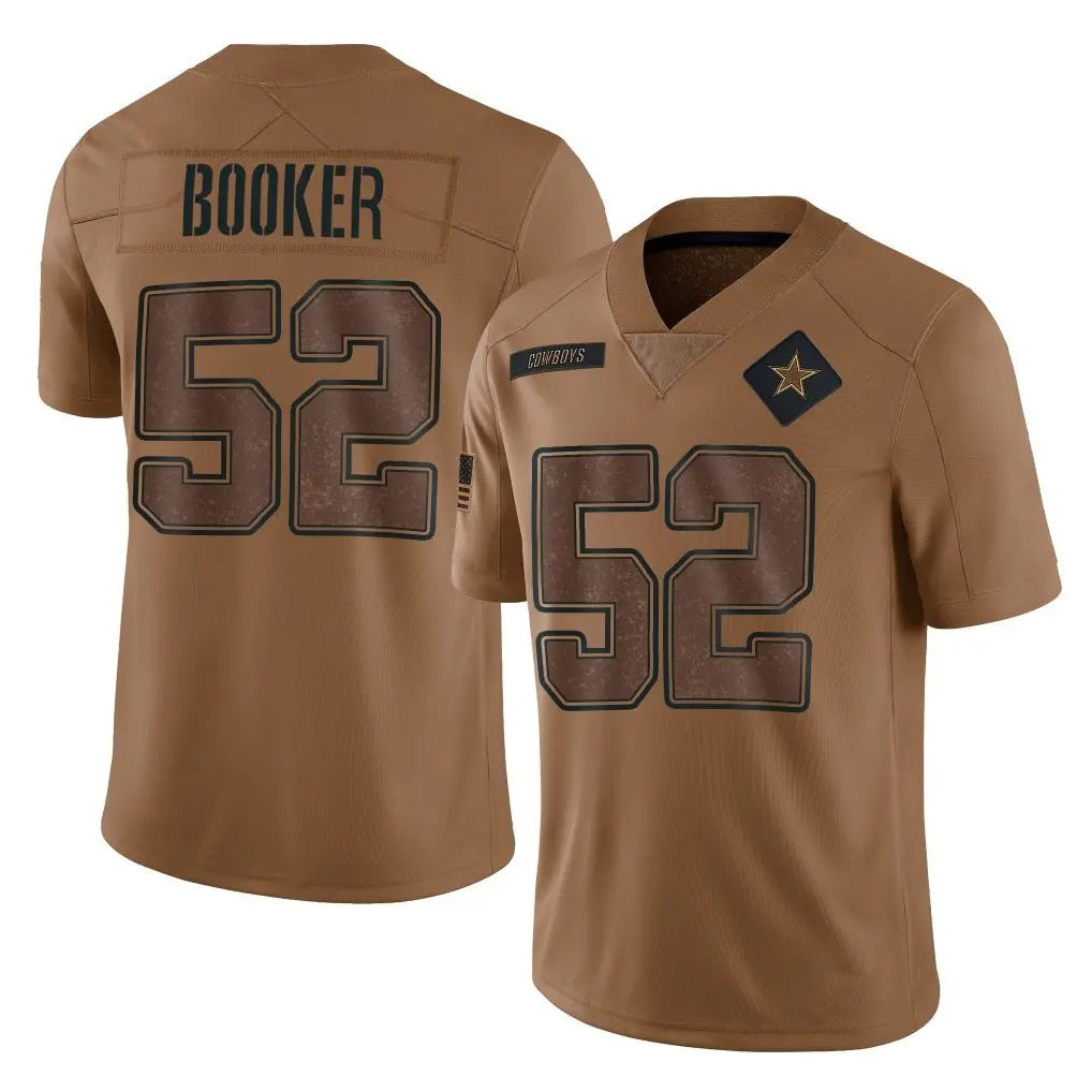 Cooneas D.Cowboys #52 Tyler Booker Player Brown Salute to Service Limited Home Game Stitched Jerseys