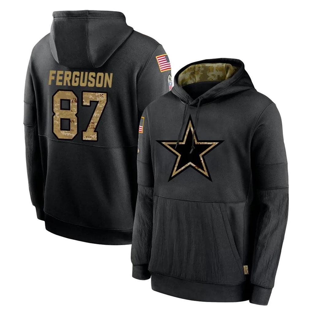 Cooneas D.Cowboys #87 Jake Ferguson Player Black Salute to Service Pullover Hoodies Limited Stitched Jerseys