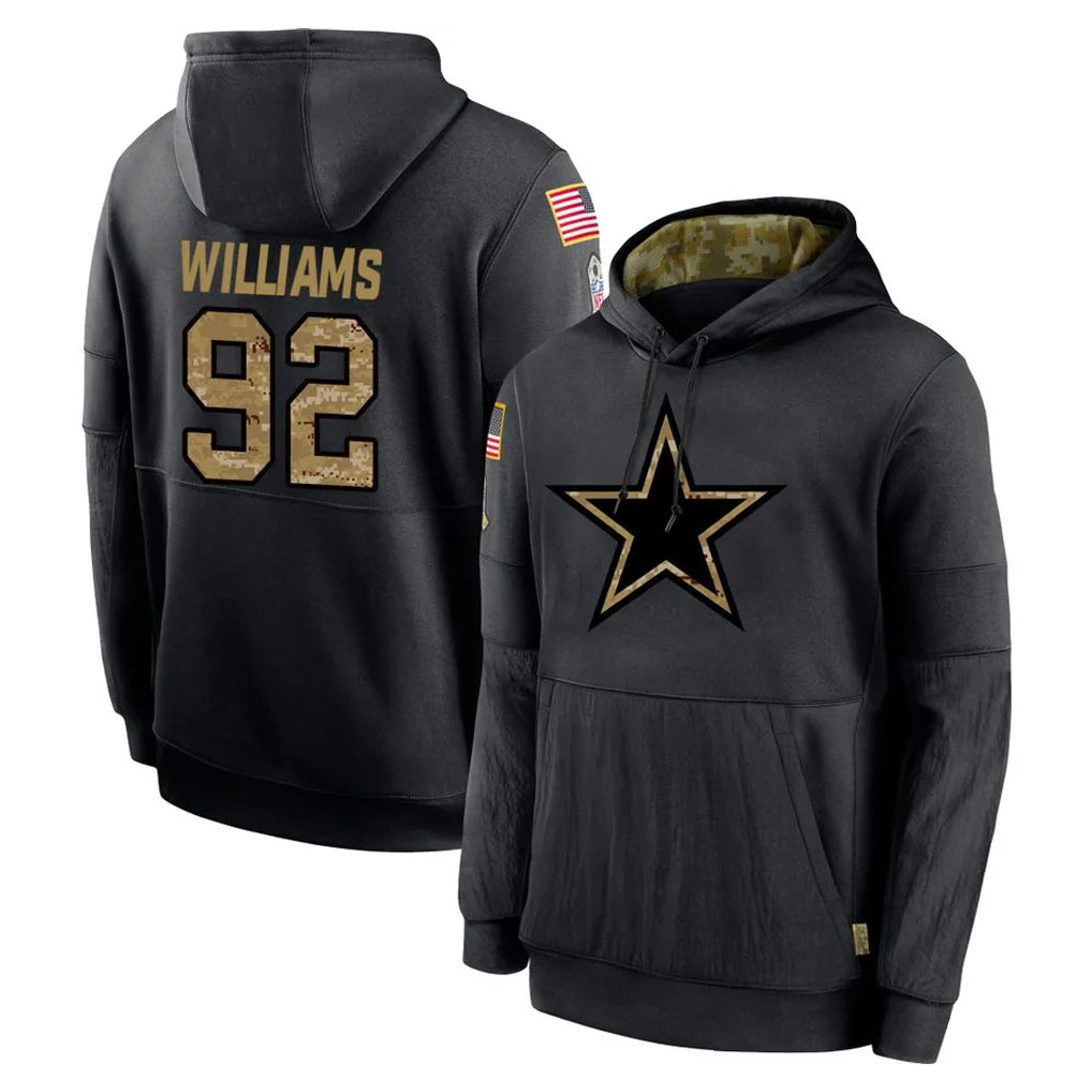 Cooneas D.Cowboys #92 Quinnen Williams Player Black Salute to Service Pullover Hoodies Limited Stitched Jerseys