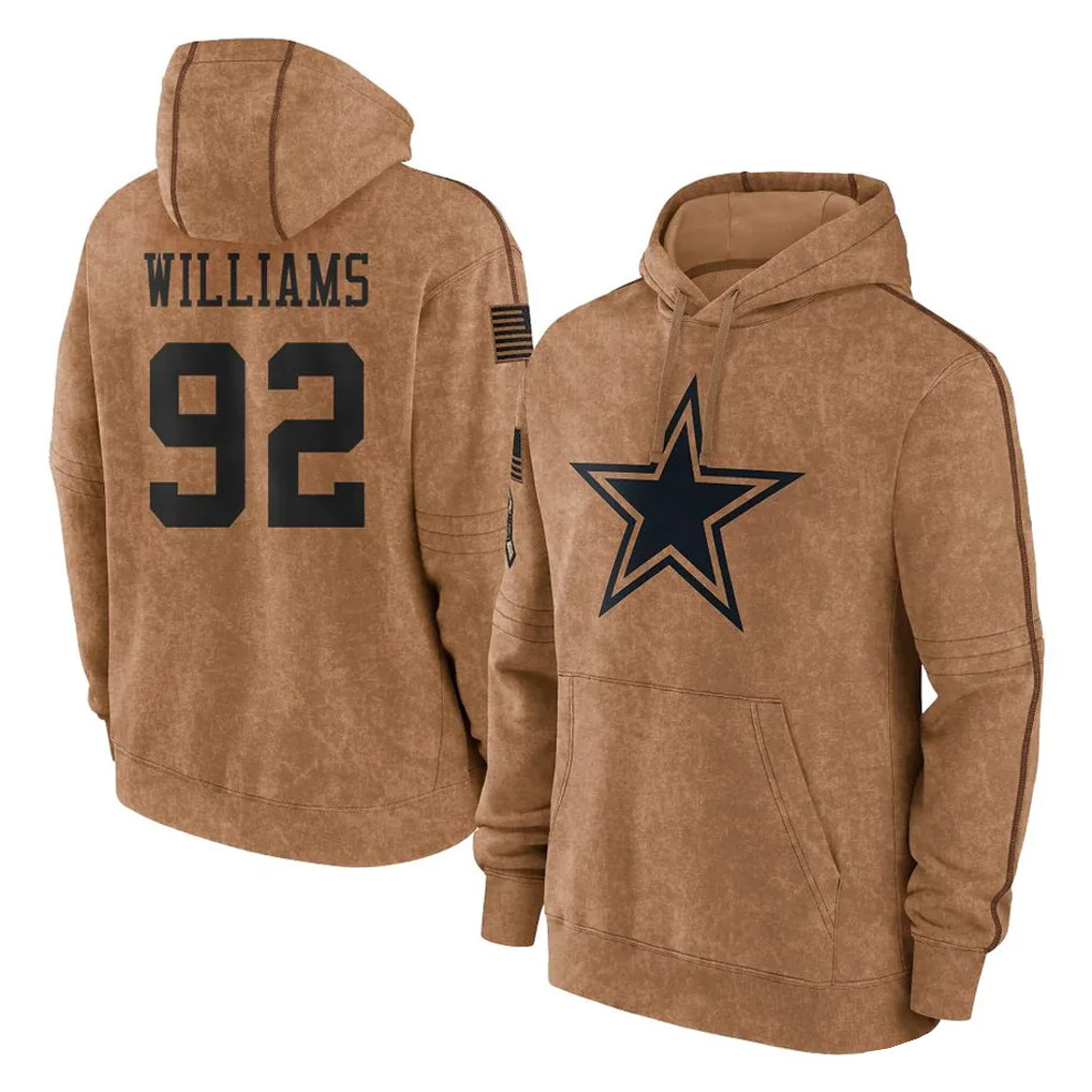Cooneas D.Cowboys #92 Quinnen Williams Player Brown Salute to Service Hoodies Limited Game Stitched Jerseys