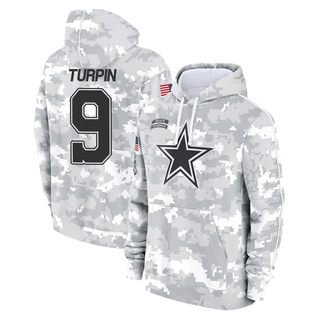 Cooneas D.Cowboys #9 KaVontae Turpin Player Arctic Camo Salute to Service Hoodies Limited Game Stitched Jerseys