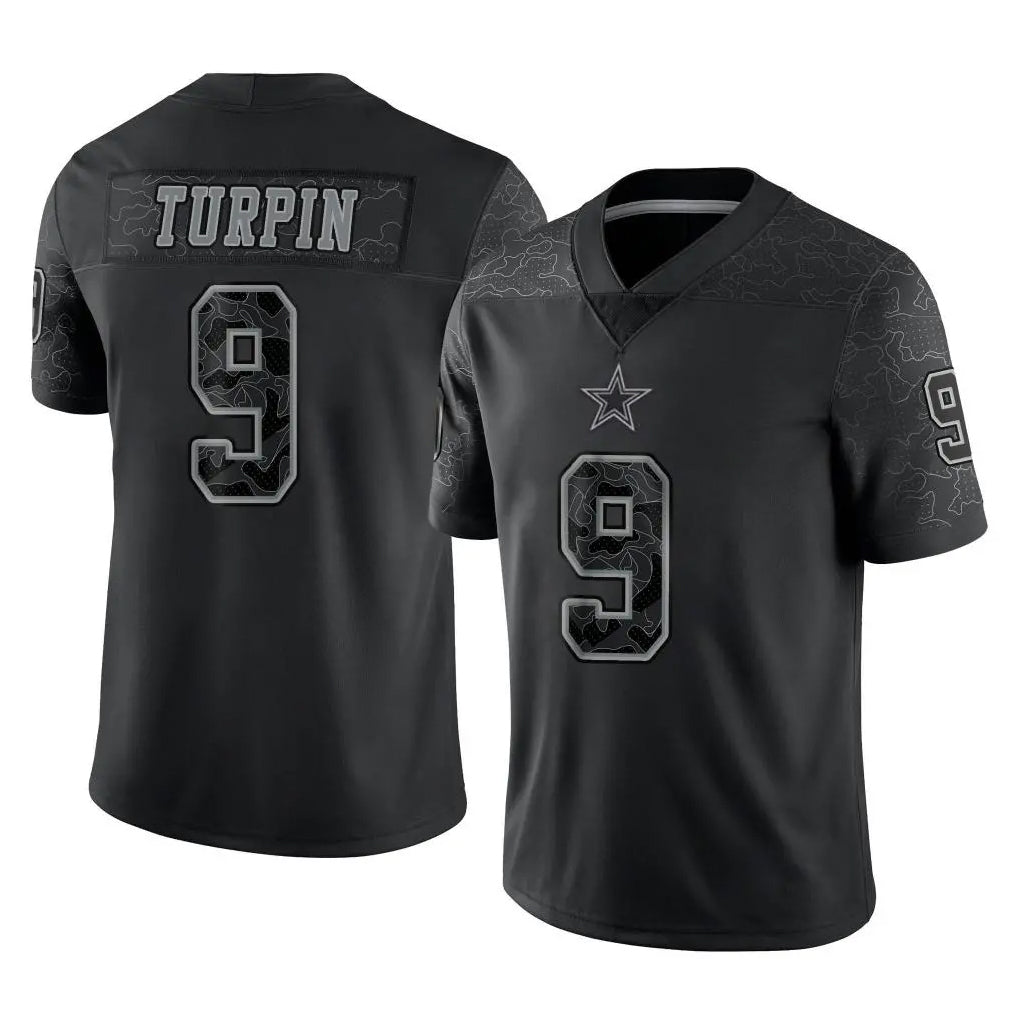 Cooneas D.Cowboys #9 KaVontae Turpin Player Black Limited Reflective Home Game Stitched Jerseys