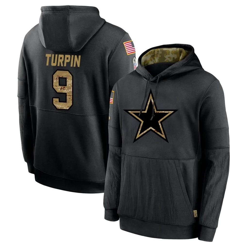 Cooneas D.Cowboys #9 KaVontae Turpin Player Black Salute to Service Pullover Hoodies Limited Stitched Jerseys