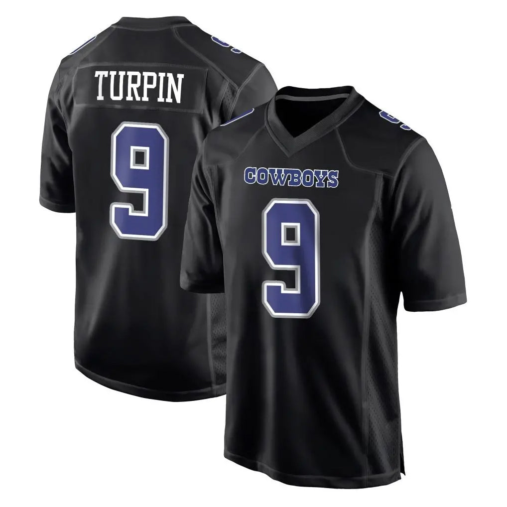 Cooneas D.Cowboys #9 KaVontae Turpin Player Carbon Black Fashion Home Game Stitched Jerseys