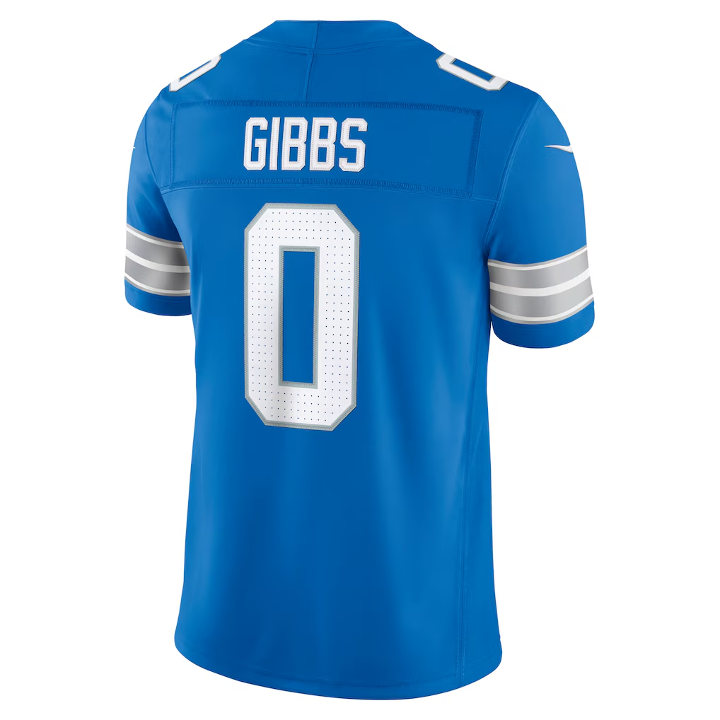 Cooneas D.Lions #0 Jahmyr Gibbs Blue Team Vapor F.U.S.E. Stitched Limited Jerseys