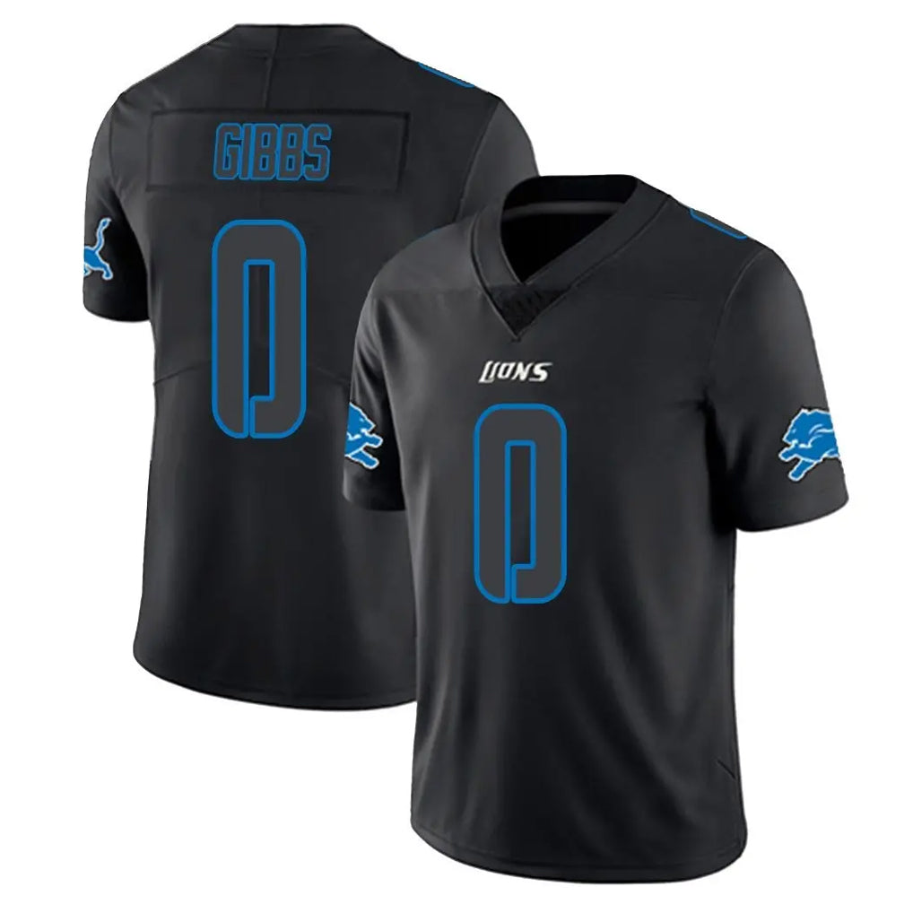 Cooneas D.Lions #0 Jahmyr Gibbs Player Black Impact Limited Home Game Stitched Jerseys