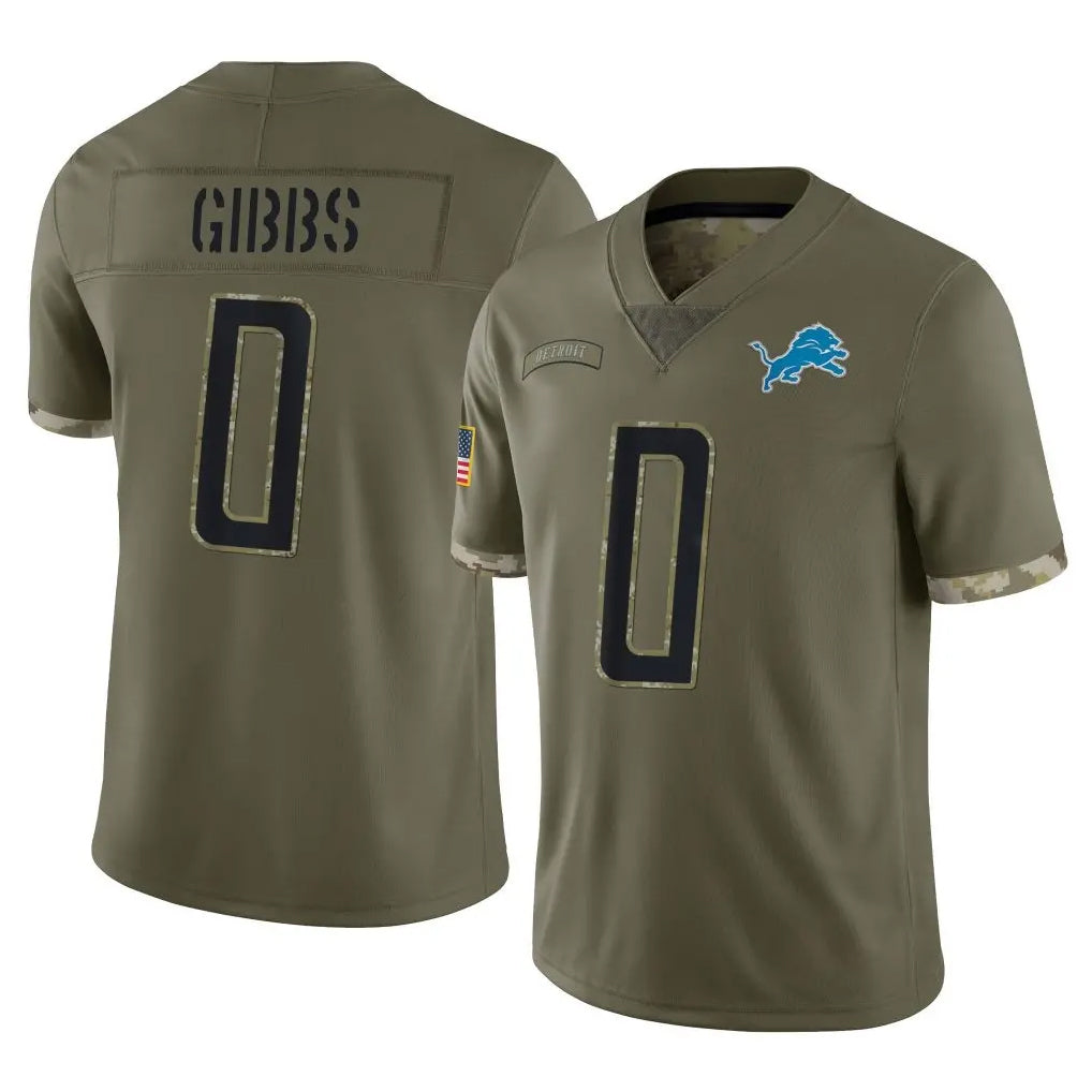 Cooneas D.Lions #0 Jahmyr Gibbs Player Olive Salute To Service Limited Stitched Jerseys