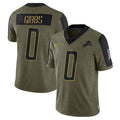 Cooneas D.Lions #0 Jahmyr Gibbs Player Salute To Service Olive Stitched Jerseys