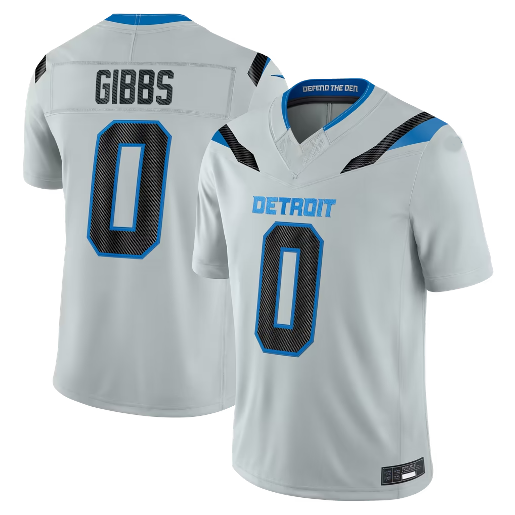 Cooneas D.Lions #0 Jahmyr Gibbs Silver 2026 Rivalries Collection Limited Stitched Jerseys