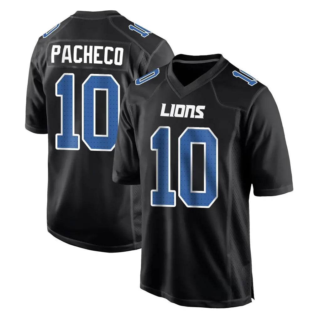 Cooneas D.Lions #10 Isiah Pacheco Player Black Fashion Home Game Stitched Jerseys