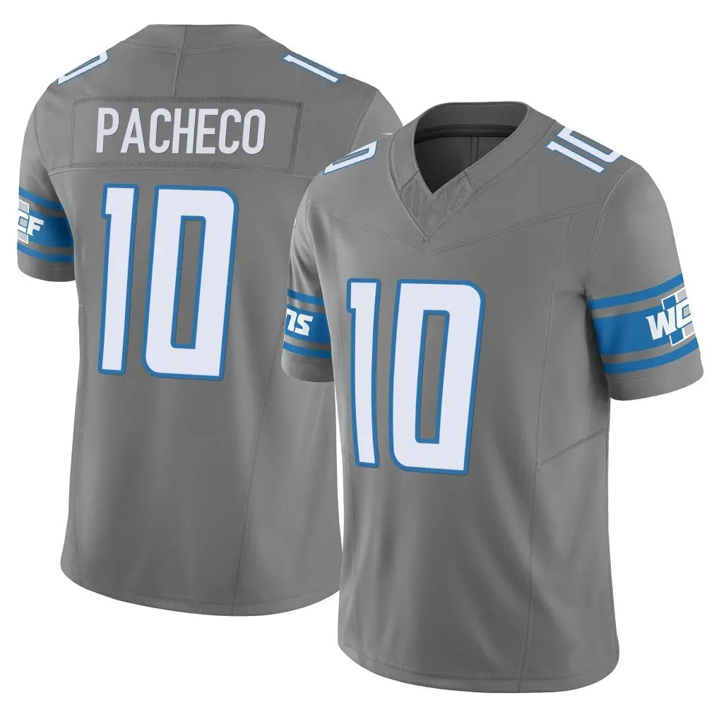 Cooneas D.Lions #10 Isiah Pacheco Player Gray Vapor F.U.S.E. Limited Home Game Stitched Jerseys