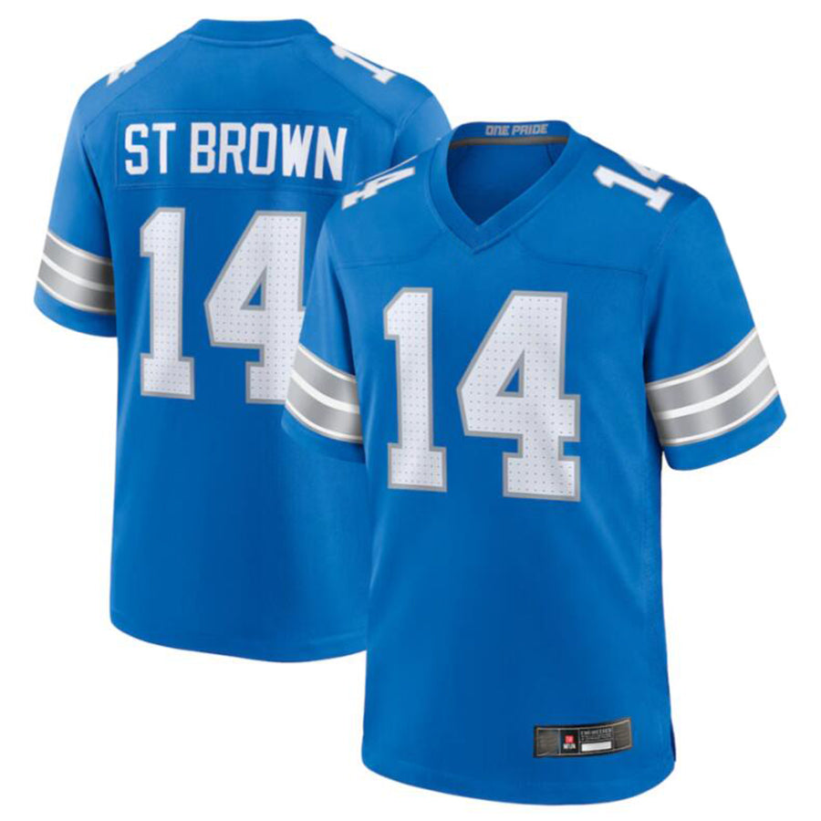 Cooneas D.Lions #14 Amon-Ra St. Brown Blue Game Jersey American Stitched Jerseys
