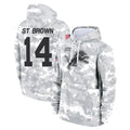 Cooneas D.Lions #14 Amon-Ra St. Brown Player Arctic Camo Salute to Service Hoodies Limited Game Stitched Jerseys