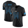 Cooneas D.Lions #14 Amon-Ra St. Brown Player Black Impact Limited Home Game Stitched Jerseys
