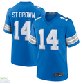 Cooneas D.Lions #14 Amon-Ra St. Brown Player Blue Game Stitched Jerseys