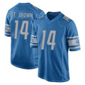 Cooneas D.Lions #14 Amon-Ra St. Brown Player Blue Home Game Stitched Jerseys