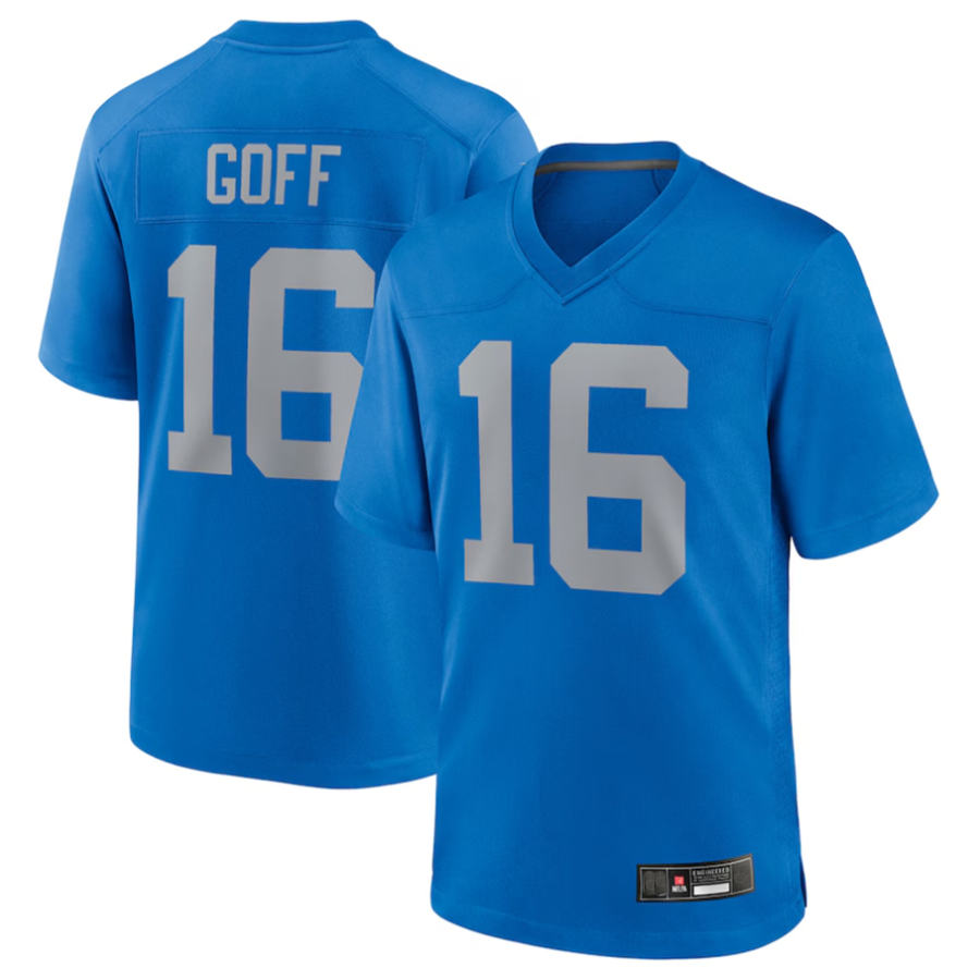 Cooneas D.Lions #16 Jared Goff Blue Alternate Game Jersey Blue Player Stitched Jerseys