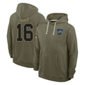 Cooneas D.Lions #16 Jared Goff Player Olive Salute to Service Pullover Hoodies Limited Stitched Jerseys