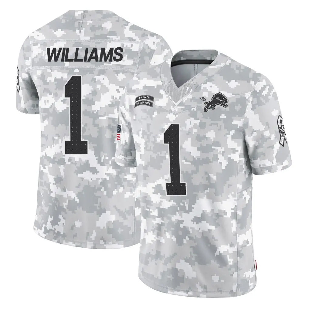 Cooneas D.Lions #1 Jameson Williams Player Arctic Camo Salute To Service Limited Stitched Jerseys