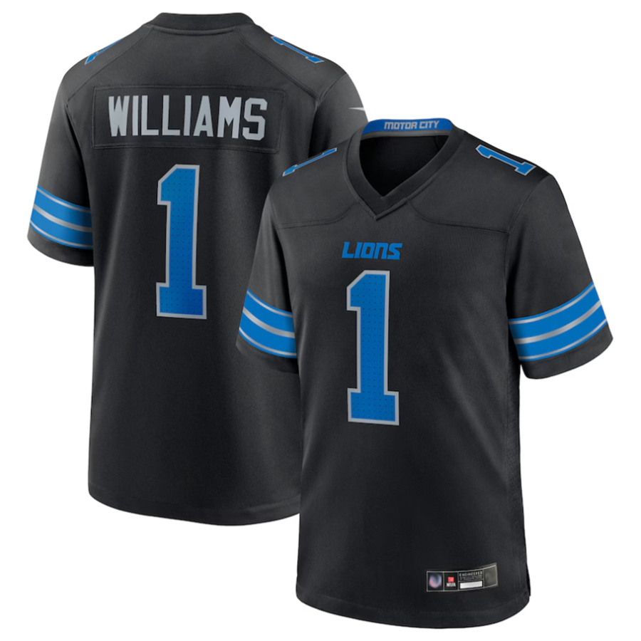 Cooneas D.Lions #1 Jameson Williams Player Black Replica Game Stitched Jerseys