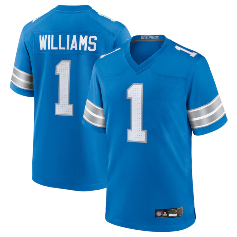 Cooneas D.Lions #1 Jameson Williams Player Blue Replica Game Stitched Jerseys