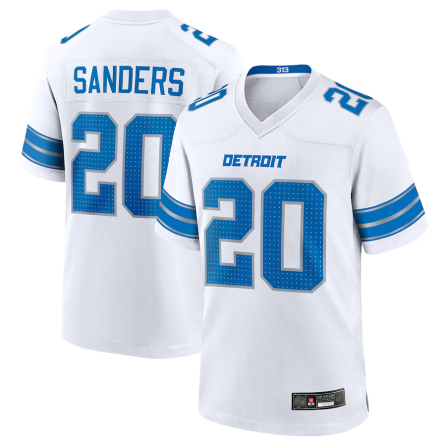 Cooneas D.Lions #20 Barry Sanders Player White Game Stitched Jerseys
