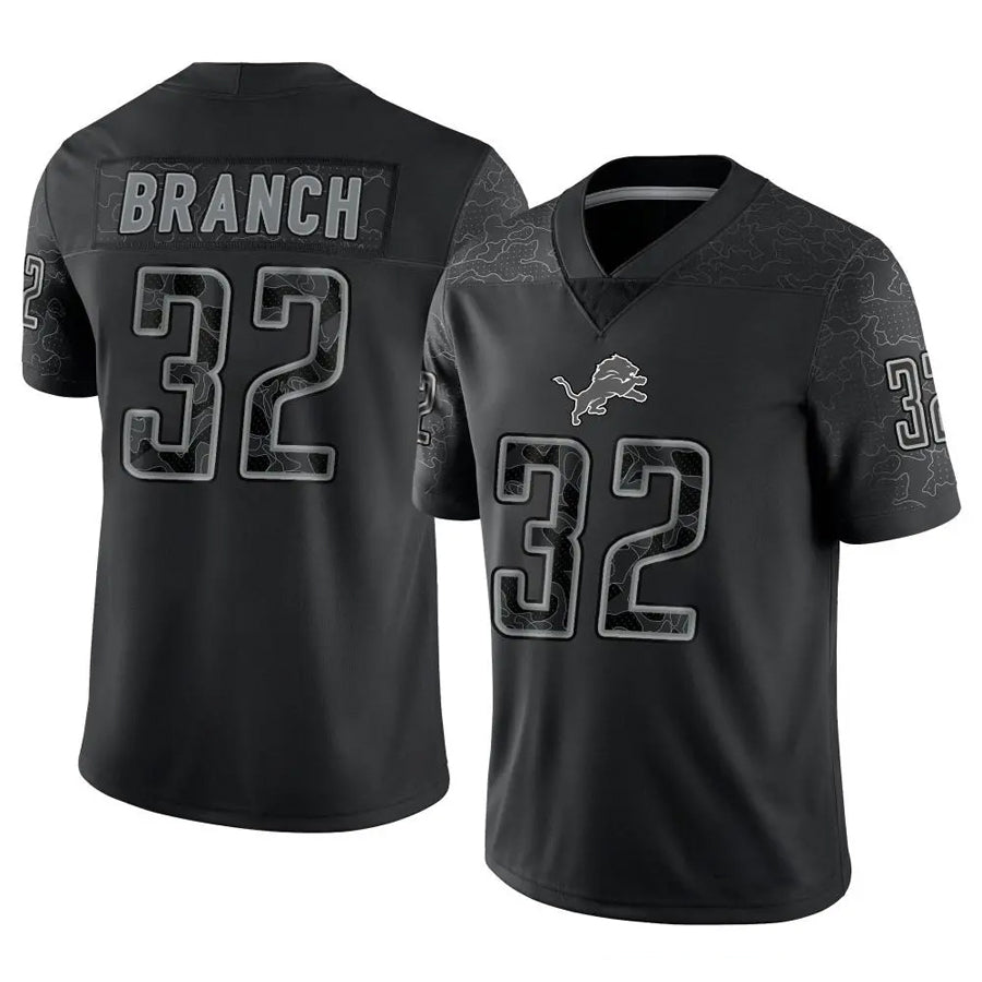 Cooneas D.Lions #32 Brian Branch Player Black REFLECTIVE Limited Stitched Jerseys