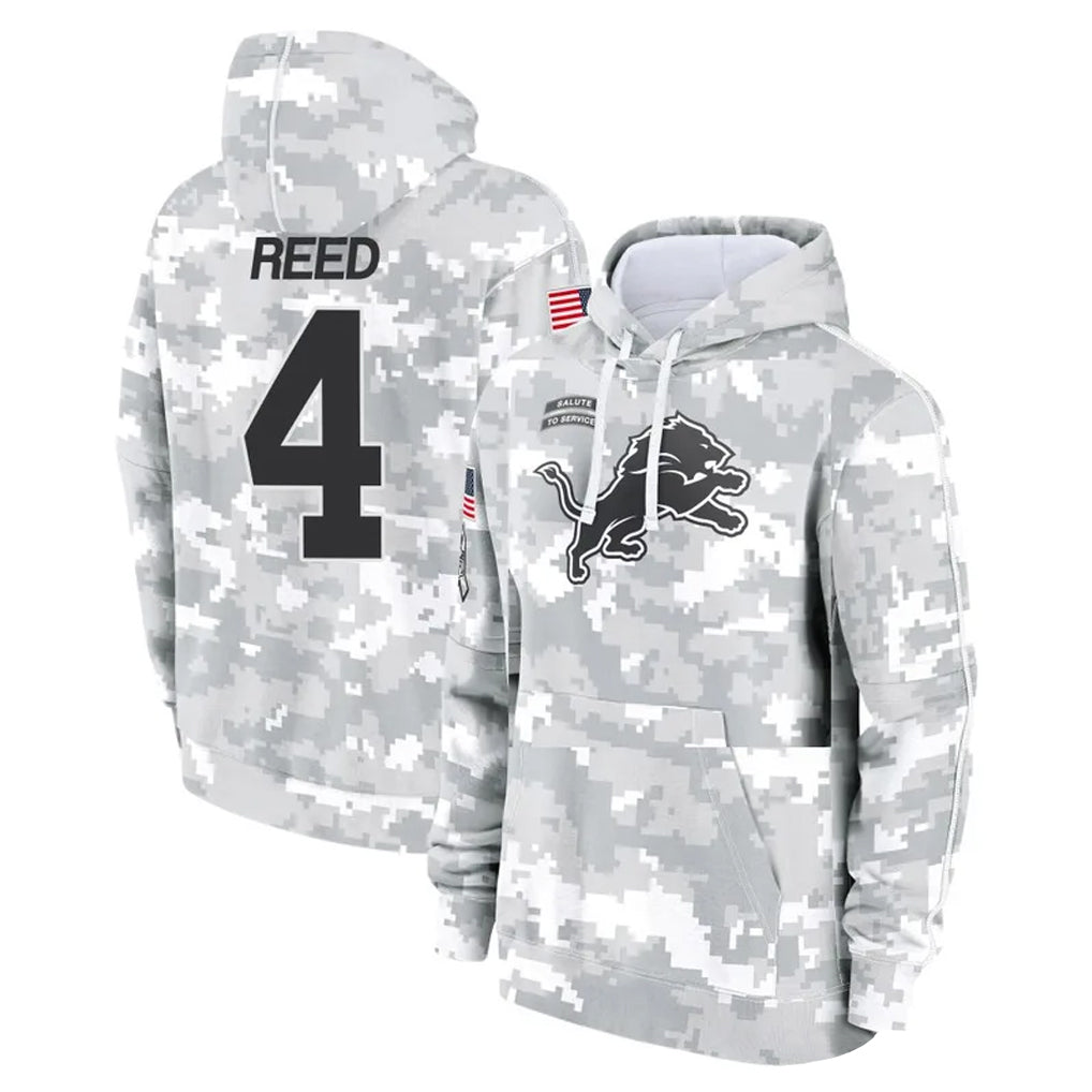 Cooneas D.Lions #4 D.J. Reed Player Arctic Camo Salute to Service Hoodies Limited Game Stitched Jerseys