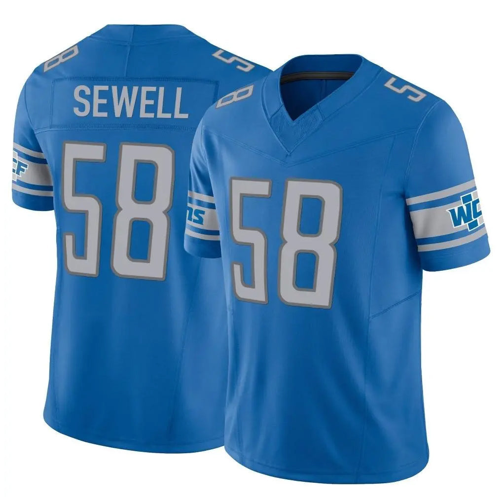 Cooneas D.Lions #58 Penei Sewell Player Blue Vapor F.U.S.E. Limited Home Game Stitched Jerseys