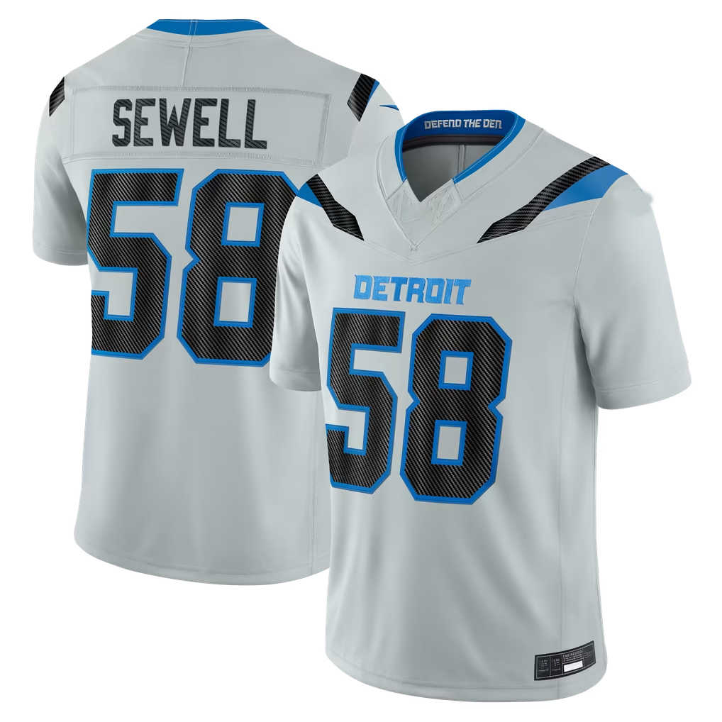 Cooneas D.Lions #58 Penei Sewell Silver 2026 Rivalries Collection Limited Stitched Jerseys