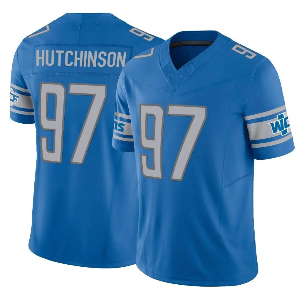Cooneas D.Lions #97 Aidan Hutchinson Player Blue Vapor F.U.S.E. Limited Home Game Stitched Jerseys