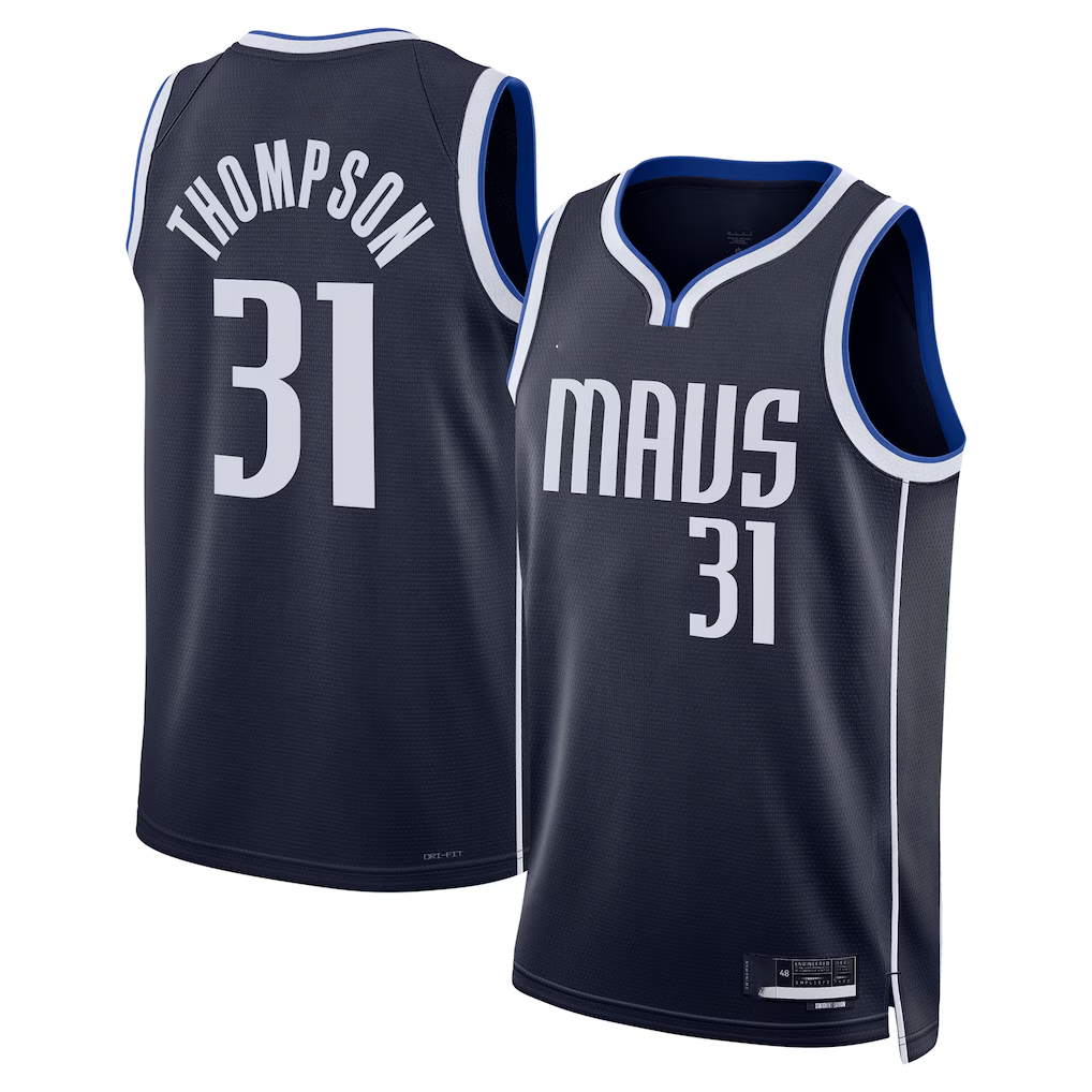 Cooneas D.Mavericks #31 Klay Thompson Navy Statement Edition Swingman Stitched Jerseys