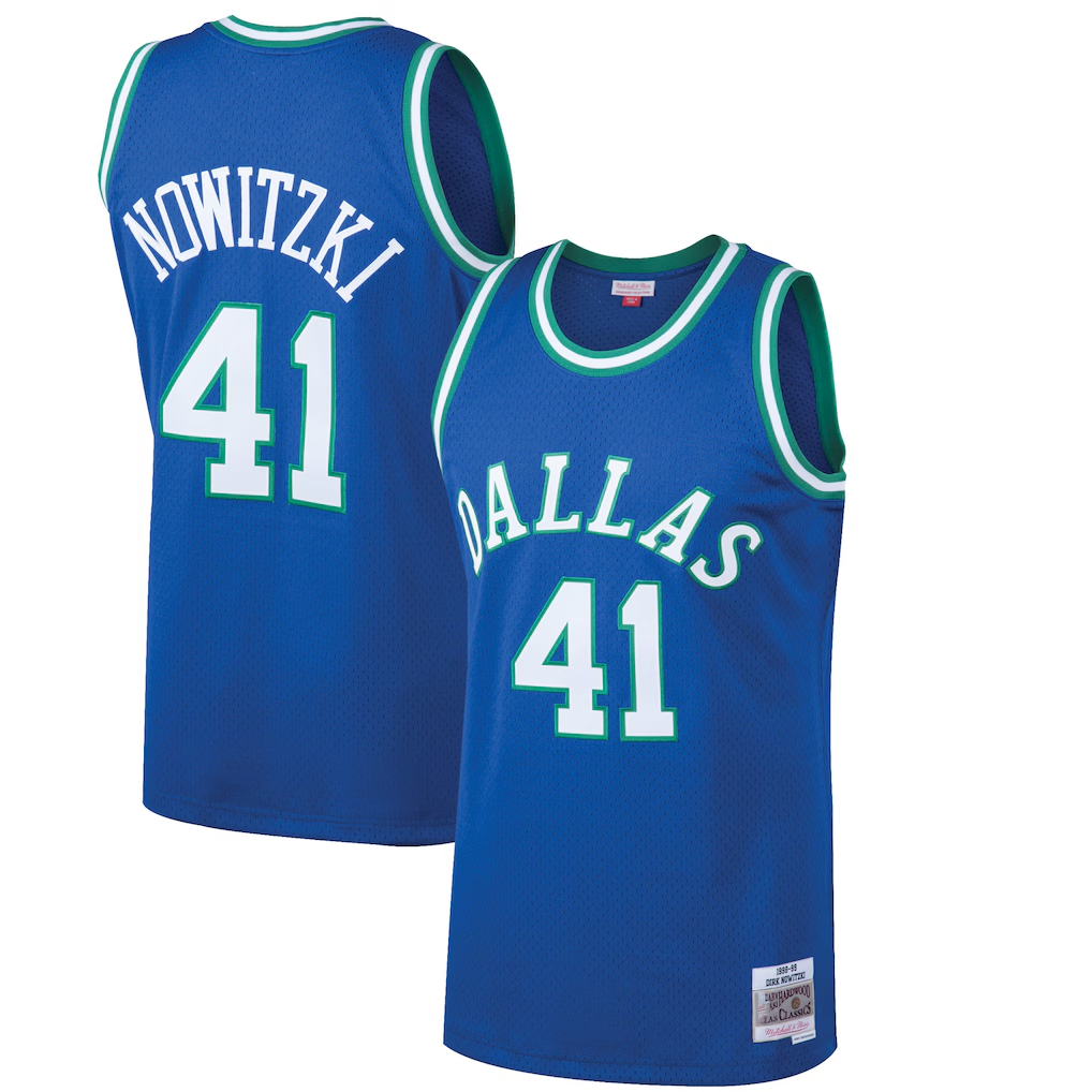 Cooneas D.Mavericks #41 Dirk Nowitzki Mitchell & Ness Blue 199899 Hardwood Classics Swingman Jerseys
