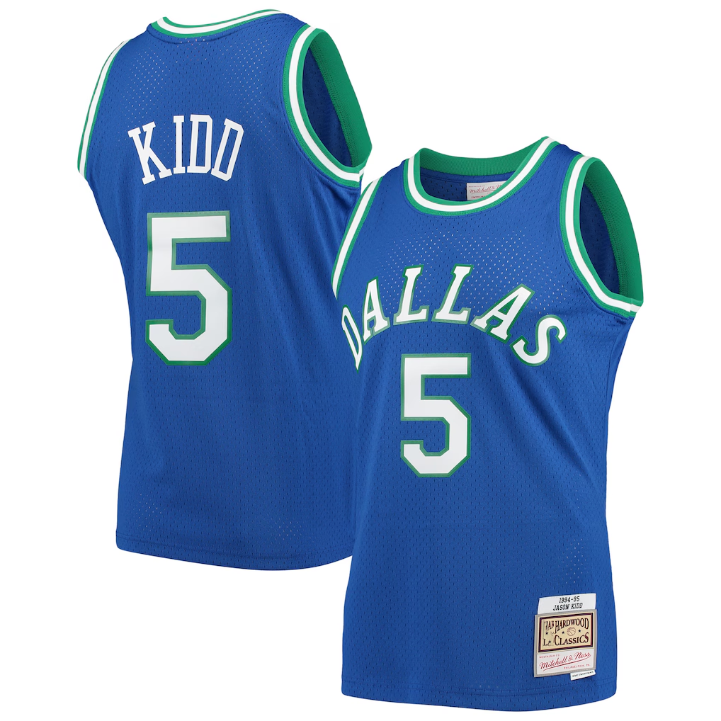 Cooneas D.Mavericks #5 Jason Kidd Mitchell & Ness Blue 1994-1995 Hardwood Classics Swingman Jerseys