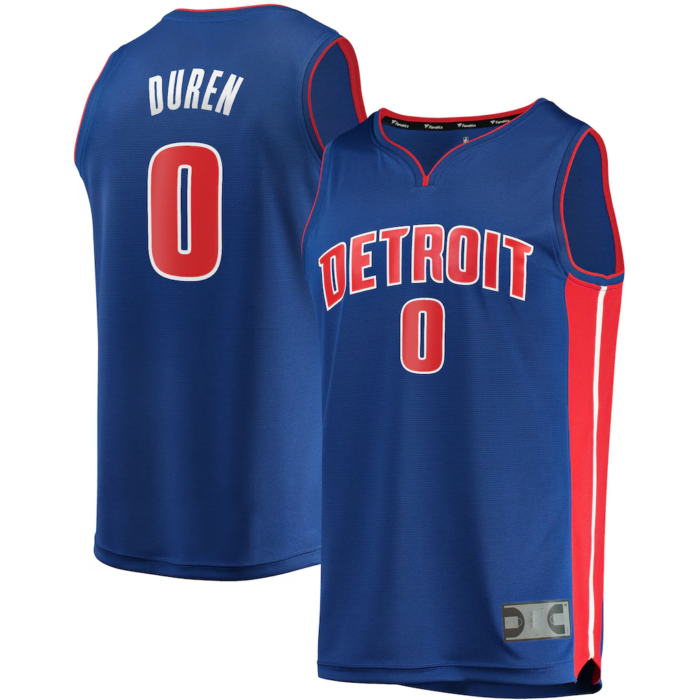 Cooneas D.Pistons #0 Jalen Duren  Blue Fast Break Replica Jerseys - Icon Edition