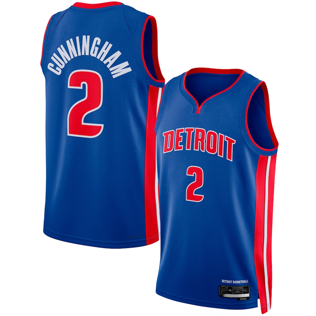 Cooneas D.Pistons #2 Cade Cunningham Blue Swingman Jerseys - Icon Edition