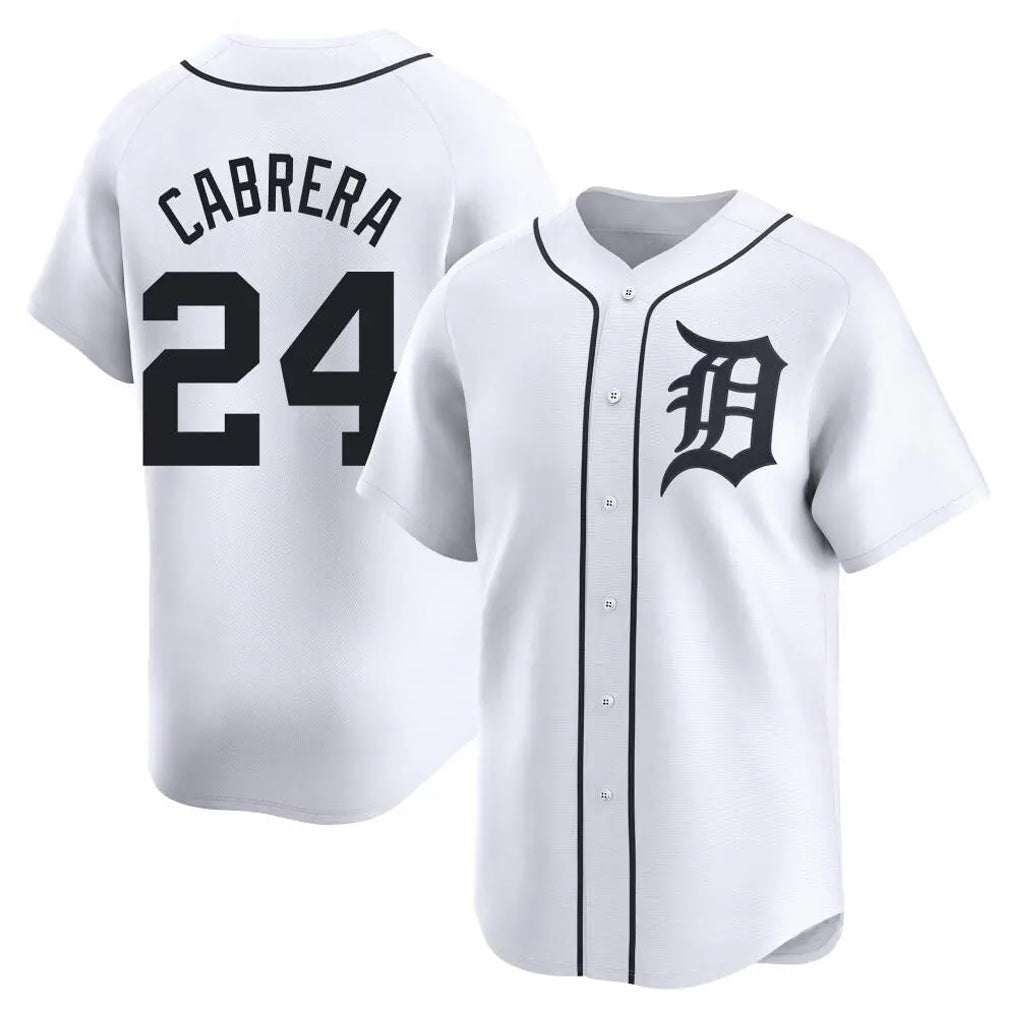 Cooneas D.Tigers #24 Miguel Cabrera Player White Home Limited Stitched Jerseys