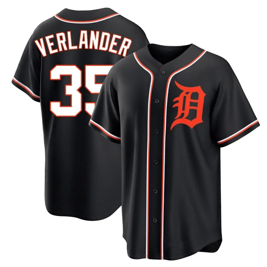 Cooneas D.Tigers #35 Justin Verlander Player Black Fashion Out Home Game Stitched Jerseys