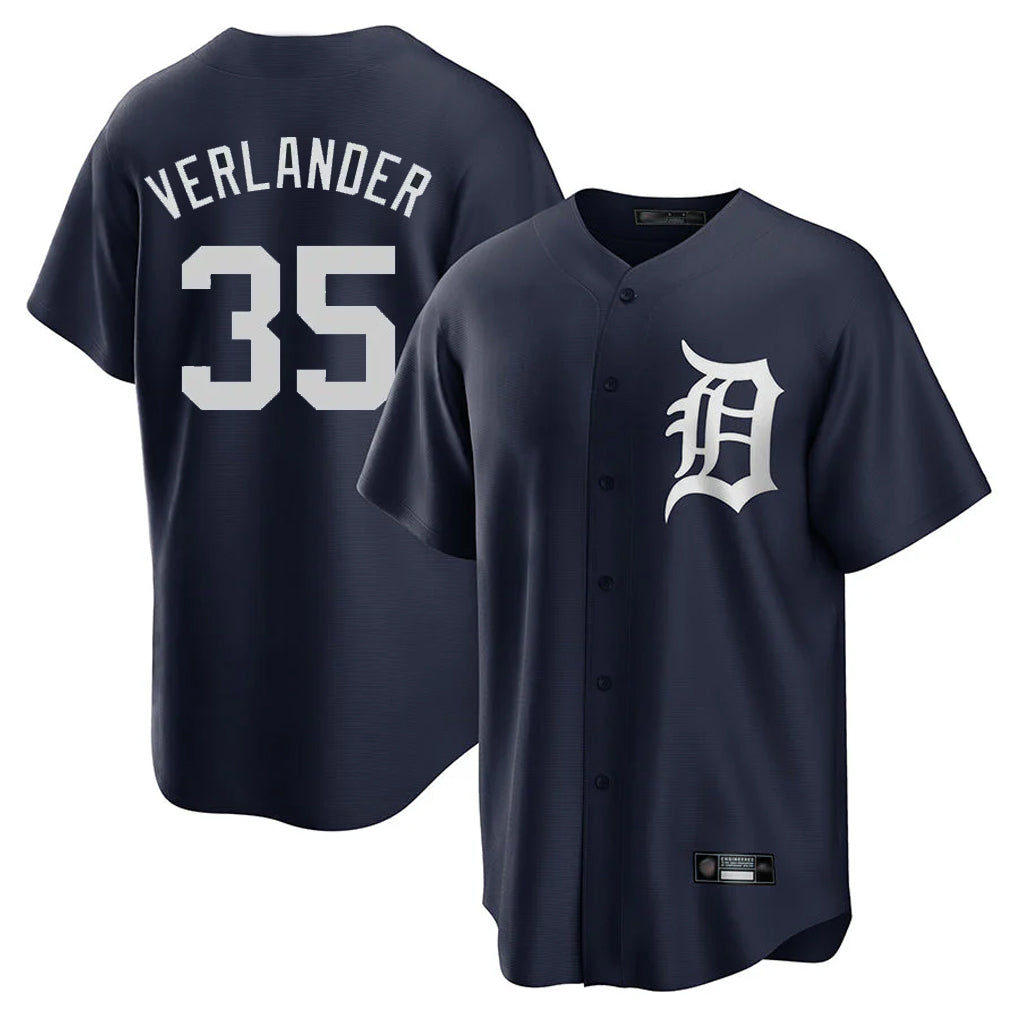 Cooneas D.Tigers #35 Justin Verlander Player Navy Game Home Stitched Jerseys