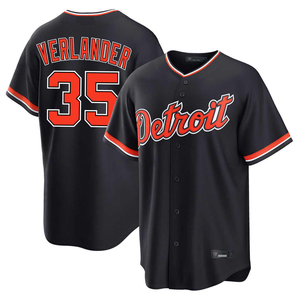 Cooneas D.Tigers #35 Justin Verlander Player Navy Home Game Stitched Jerseys