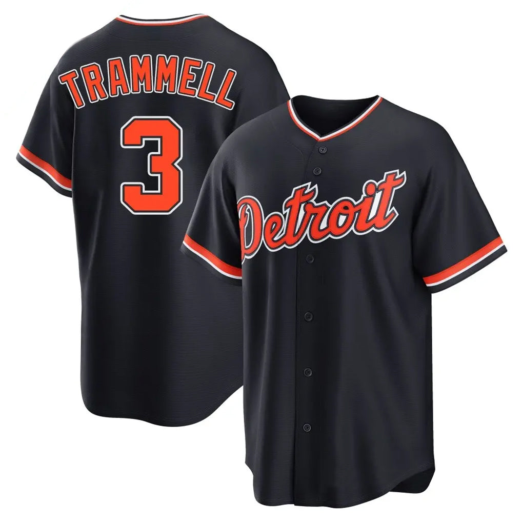 Cooneas D.Tigers #3 Alan Trammell Player Navy Home Game Stitched Jerseys