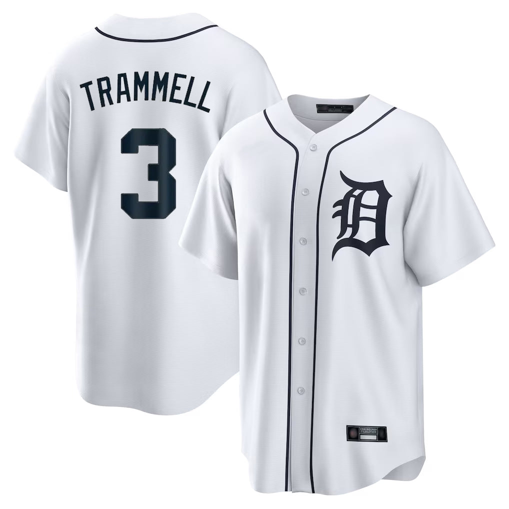 Cooneas D.Tigers #3 Alan Trammell Player White Home Game Stitched Jerseys