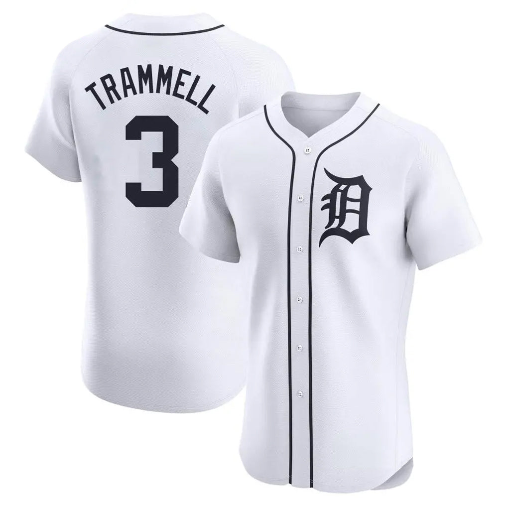Cooneas D.Tigers #3 Alan Trammell Player White Limited Elite Home Stitched Jerseys