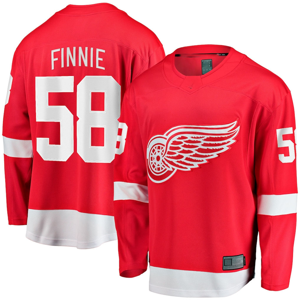 Cooneas D.Red wings #58 Emmitt Finnie Red Home Breakaway Jerseys