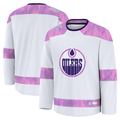 Cooneas E.Oilers White 2024 Hockey Fights Cancer Practice Jerseys