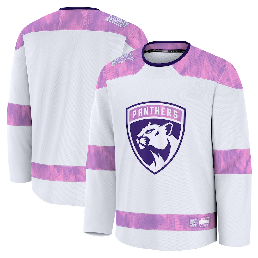 Cooneas F.Panthers White 2024 Hockey Fights Cancer Practice Jerseys