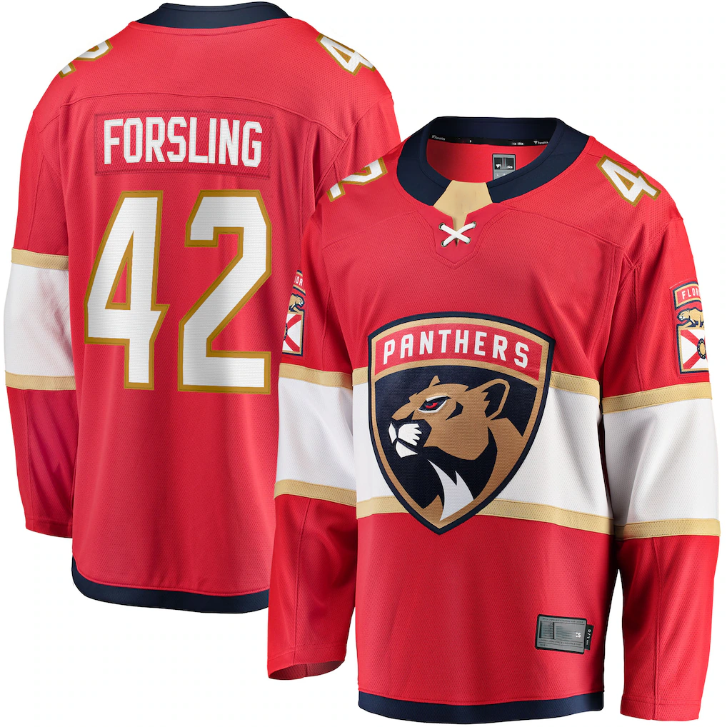 Cooneas F.Panthers #42 Gustav Forsling Red Home Breakaway Player Jerseys
