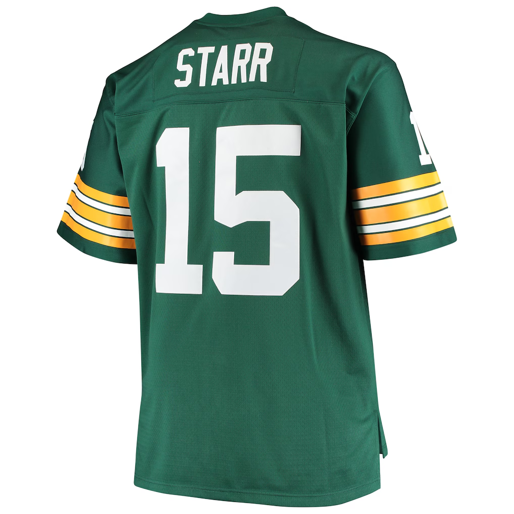 Cooneas GB.Packers #15 Bart Starr Mitchell & Ness Green Big & Tall 1968 Retired Player Replica Stitched Puhic  Jersey