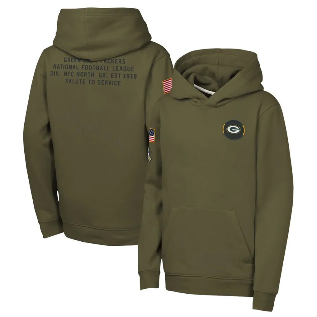 Cooneas GB.Packers Olive Salute to Service Pullover Hoodies Limited Blank Player Stitched Jerseys