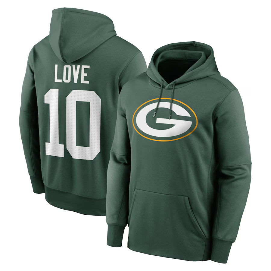 Cooneas GB.Packers #10 Jordan Love Player Green Therma Hoodie Game Stitched Jerseys